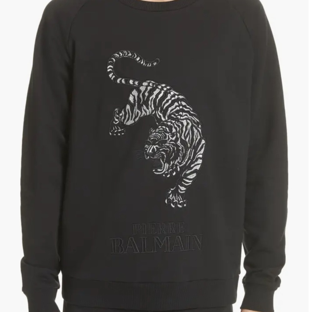 Pierre Balmain Embroidered Tiger Pullover Sweatshirt